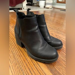 Black Chunky Heel Lug Sole Boot